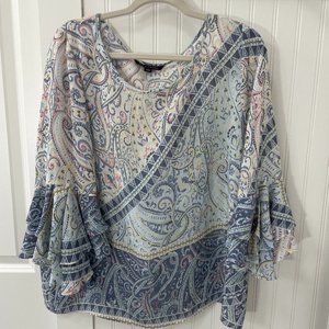 Zac & Rachel Breezy Flowing Paisley Blouse Sz. L